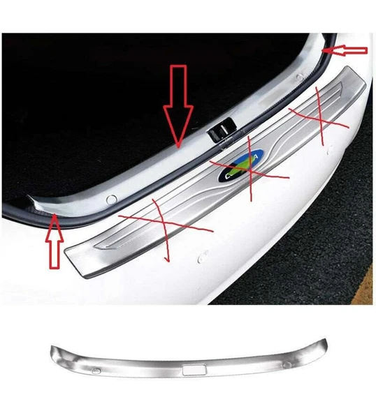 Toyota Corolla Uyumlu 2013 2018 Arka Tampon Eşiği Krom ürün görseli 1