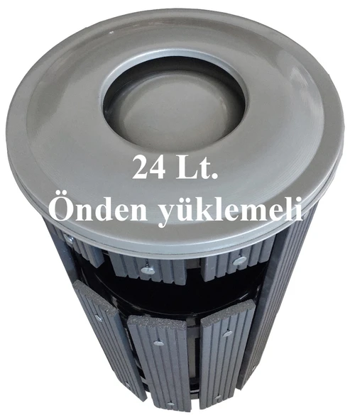 Safirkom Kompozit (Ahşap+Plastik) Yuvarlak Çöp Kovası Pencereli SÇ 12 ANP Antrasit (24 Lt.) ürün görseli 1