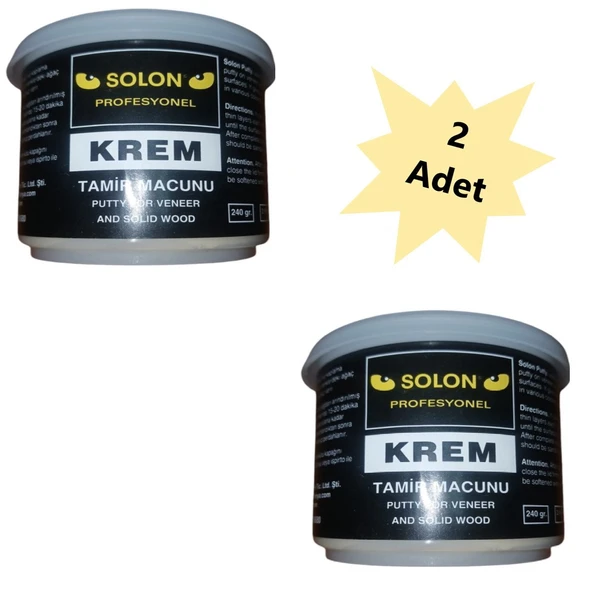 2 Adet Çok Amaçlı Ahşap Parke Masa Sehpa Çizik Çok Amaçlı Tamir Dolgu Macunu Krem 240 Gr ürün görseli 1