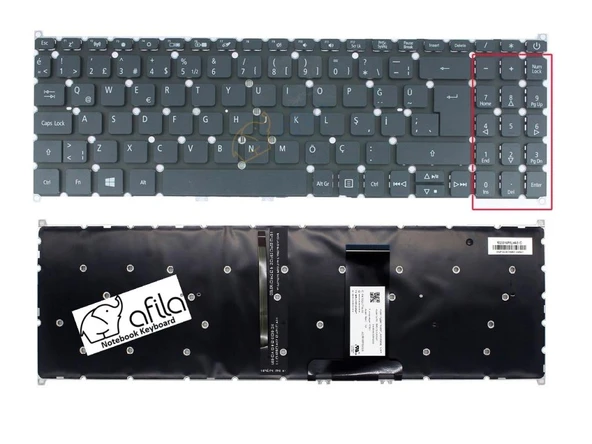 Acer Aspire Vero N20C5 Notebook Klavyesi, Laptop Tuş Takımı (Siyah TR) ışıklı ürün görseli 1