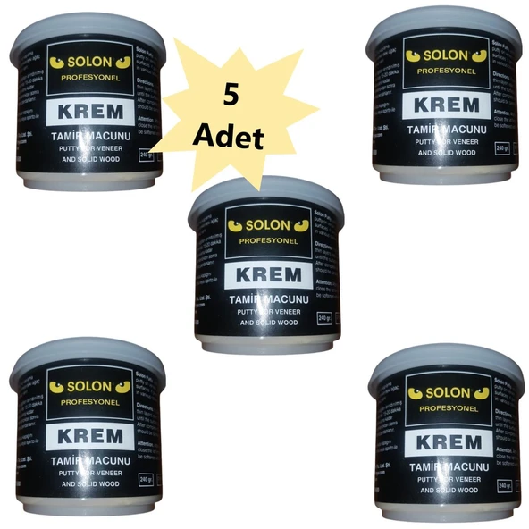 5 Adet Çok Amaçlı Ahşap Parke Masa Sehpa Çizik Çok Amaçlı Tamir Dolgu Macunu Krem 240 Gr ürün görseli 1