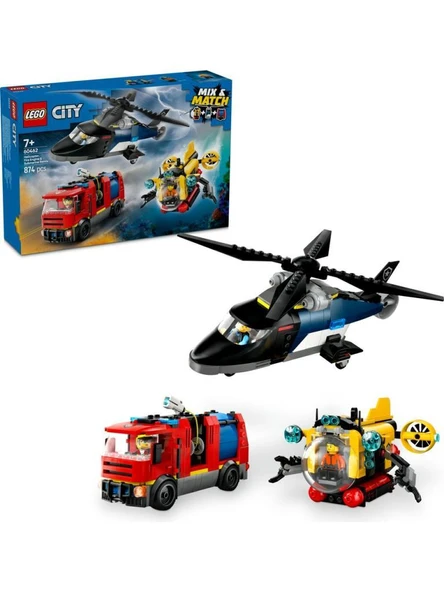 Lego City Helikopter, İtfaiye Kamyonu ve Denizaltı Karışımı 60462 ürün görseli 1