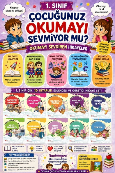 1.Sınıf Okumayı Sevdiren 10 lu Hikaye Seti 12 (32 sayfa) ürün görseli 1