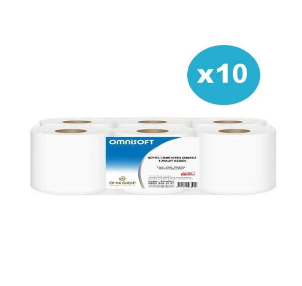 Omnisoft 10 Koli Büyük İçten Çekmeli Cimri Tuvalet Kağıdı 30 kg 60 Rulo ürün görseli 1