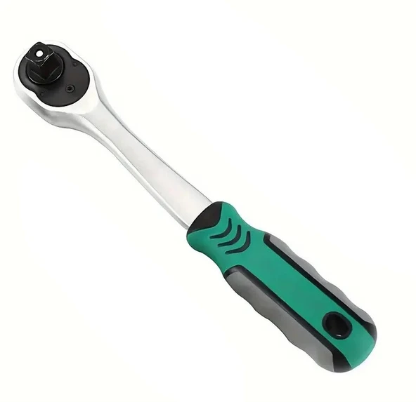 Krom Vanadyum Çelik 24 Dişli Kauçuk Saplı Cırcır Anahtarı Kolu 26 cm ürün görseli 1