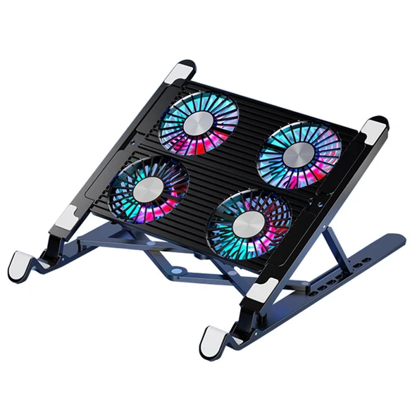 UpWay UpWay 3600RPM 4 Turbo Fanlı 7 Kademe Yükseklik Ayarlı Led Işıklı Soğutuculu Katlanabilir Dizüstü Laptop Standı ürün görseli 1