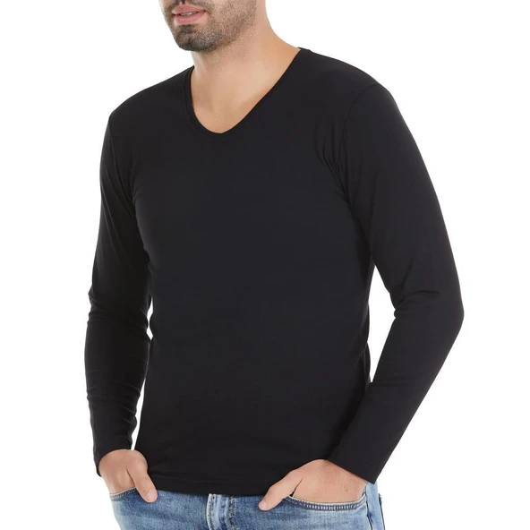 3 Adet Yıldız Erkek Likralı Uzun Kollu T-Shirt Fanila Siyah 351 ürün görseli 1