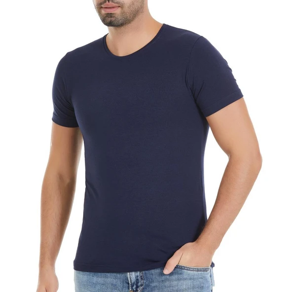 3 Adet Yıldız Erkek Modal Kısa Kollu T-Shirt Fanila Lacivert 337 ürün görseli 1