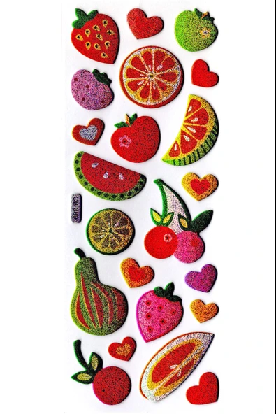 Sticker Kabartmalı Sticker Defter, Planlayıcı Etiket (cb389) 16x7 cm- Meyveler ürün görseli 1