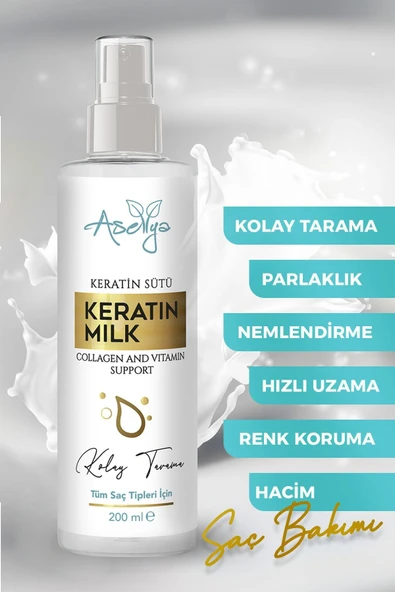 ASELYA KERATİN KOLAJEN SAÇ BAKIM SÜTÜ 200 ML ürün görseli 1