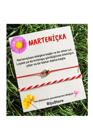 Marteniçka Gold Renk Yıldız Kadın & Erkek Ikili Dilek & Şans Bileklik ürün görseli 1