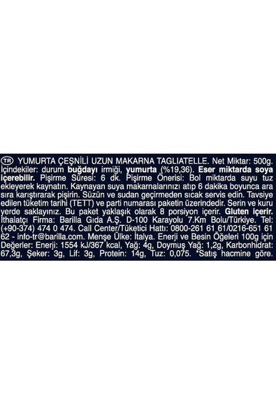 Barilla Tagliatelle Makarna 450 gr - Resim 3