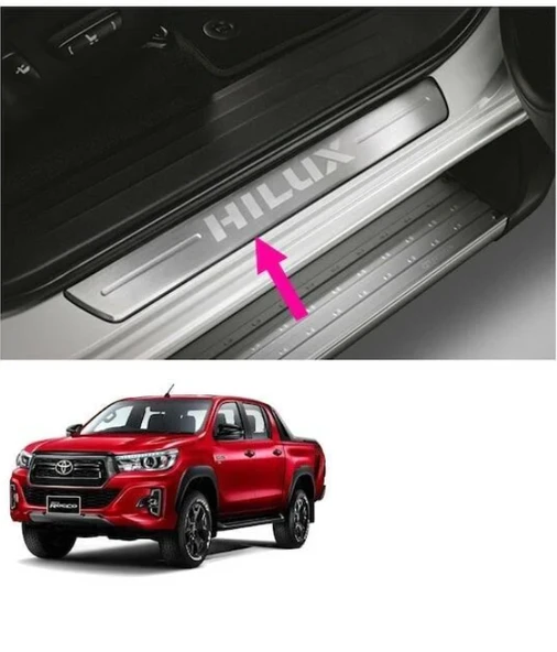 Toyota Hilux Uyumlu 2016 Sonrası Kapı Eşiği 4Lü Set Krom ürün görseli 1