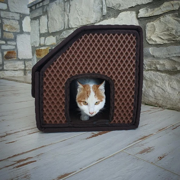 Bod Dış Mekan Yağmura Ve Soğuğa Dayanıklı Eva Kedi Evi Yuvası Kahve ürün görseli 1