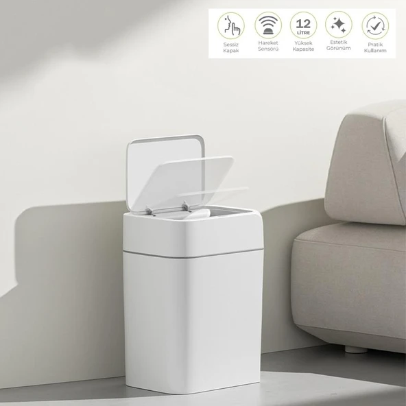 12 Litre Sensörlü Çöp Kovası Ofis Mutfak Banyo Çöp Kovası ürün görseli 1