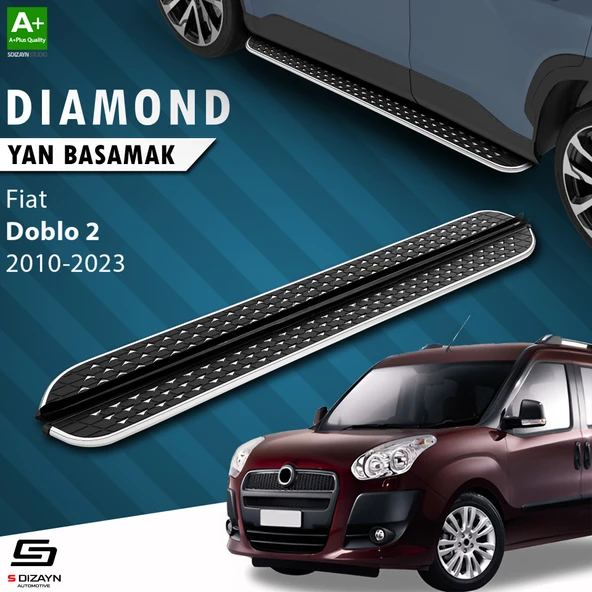 S-Dizayn Fiat Doblo 2 Uzun Şase Diamond Krom Yan Basamak 223 Cm 2010-2023 A+ Kalite ürün görseli 1