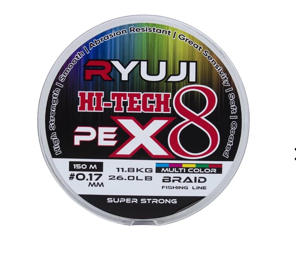 Ryuji Hi-Tech X8 150m 0.08 mm Multi Color İp Misina ürün görseli 1