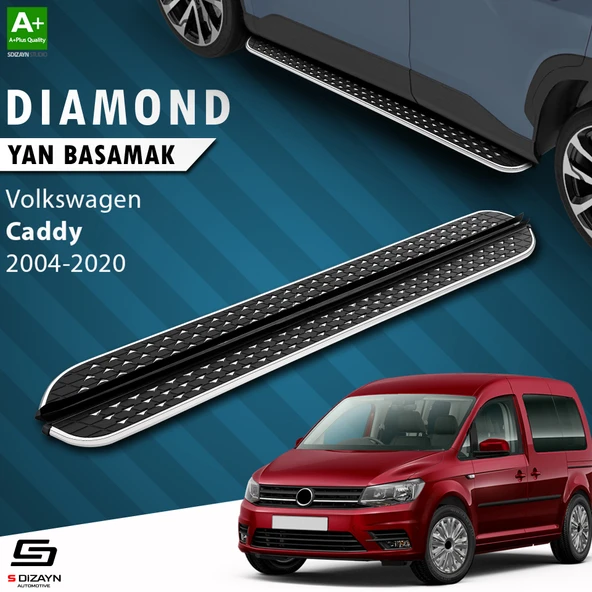 S-Dizayn VW Caddy 3 Uzun Şase Diamond Krom Yan Basamak 223 Cm 2004-2020 A+ Kalite ürün görseli 1