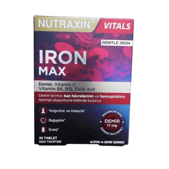 Nutraxin Iron Max 17 mg 30 Tablet ürün görseli 1