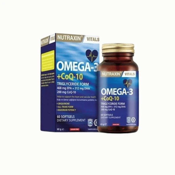 Nutraxin Vitals Omega-3 + Co-Q10 60 Softgel ürün görseli 1