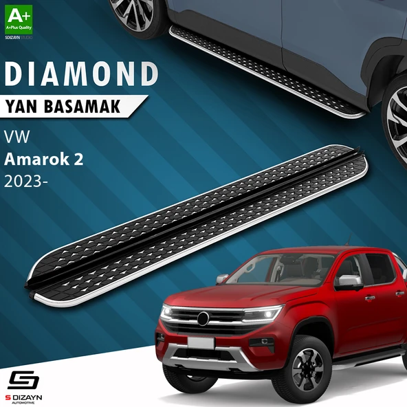 S-Dizayn VW Amarok 2 Diamond Krom Yan Basamak 203 Cm 2023 Üzeri A+ Kalite ürün görseli 1