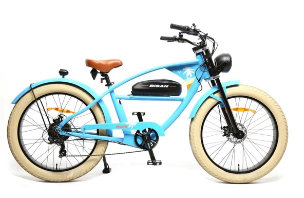 Bisan Rider Elektrikli Bisiklet 26 Fatbike Gökyüzü Mavisi Turuncu ürün görseli 1