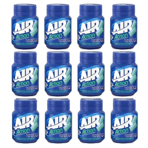 Vivident XYLIT Air Action Nane ve Okaliptus Aromalı Şekersiz Tatlandırıcılı Draje Sakız 63 g X 12 Adet ürün görseli 1