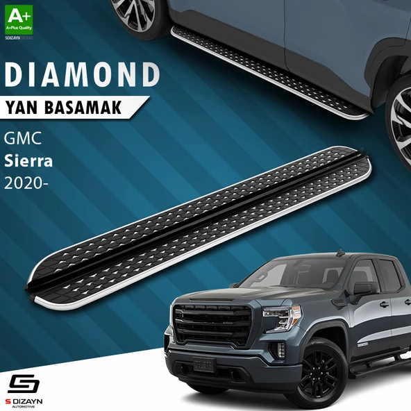 S-Dizayn GMC Sierra 5 Uzun Şase Diamond Krom Yan Basamak 253 Cm 2020 Üzeri A+ Kalite ürün görseli 1