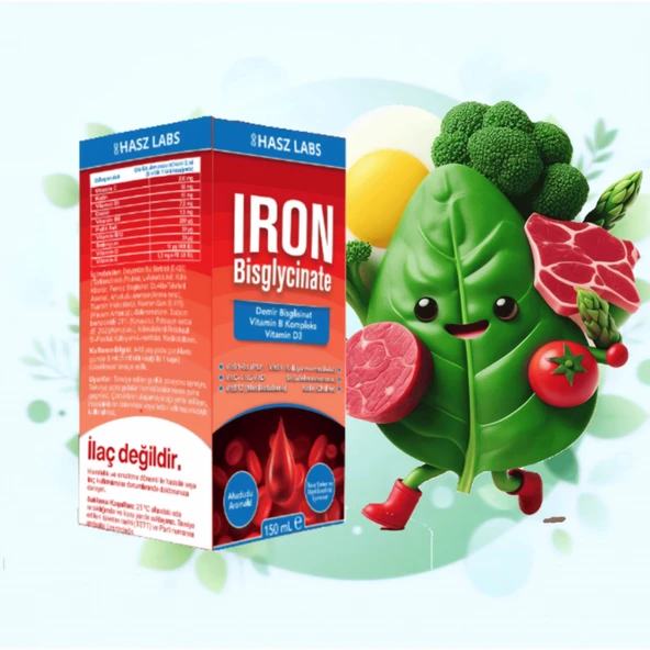 Hasz Labs Iron Bisglicinate & Vitamin B Kompleks Şurup ürün görseli 1