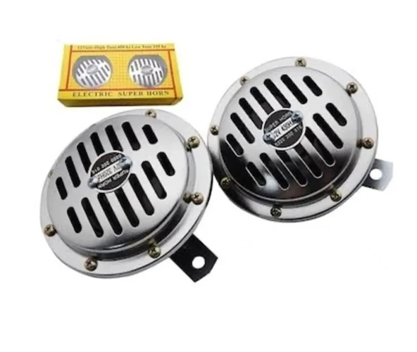 Hella Tip Büyük Kafa Super Ton Nikelajlı Krom Korna Y:400 Hz D:335hz 12v ürün görseli 1
