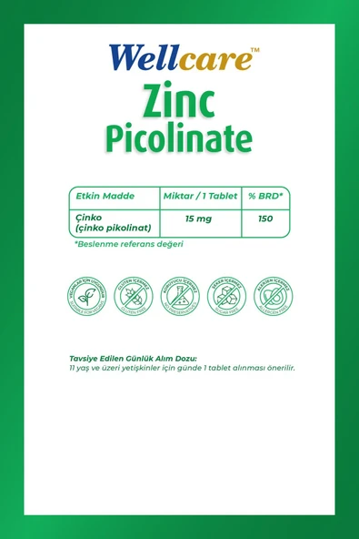 Wellcare Çinko Pikolinat 15mg 60 Tablet - Resim 2