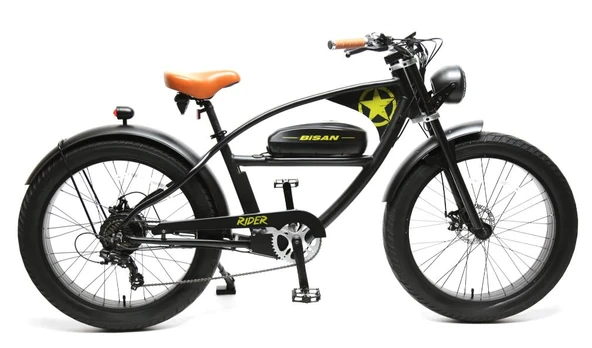 Bisan Rider Elektrikli Bisiklet 26 Fatbike Siyah Yeşil ürün görseli 1