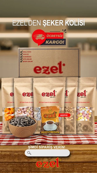Ezel Kuruyemiş Şeker Kolisi - 5'li Atıştırmalık Set + 100 g Türk Kahvesi ürün görseli 1