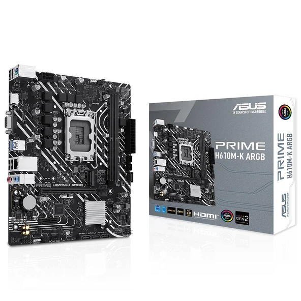 Asus Prime H610M-K ARGB Intel H610 5600 MHz DDR5 Soket LGA1700 Anakart ürün görseli 1