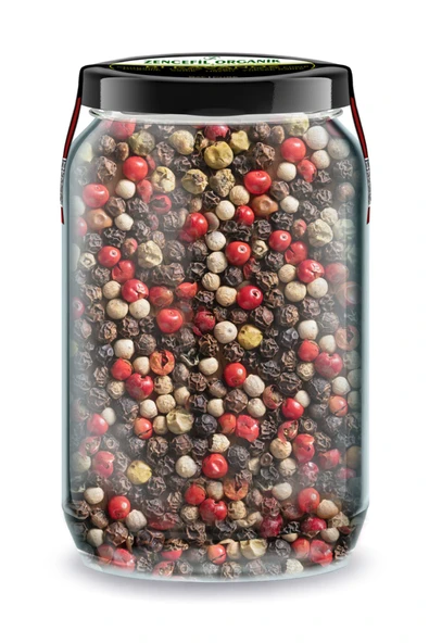 Renkli Karabiber Bi Kavanoz 660 cc. Cam Kavanozda 4 Renk Mix Tane Karabiber 4 Color Peppercorn ürün görseli 1