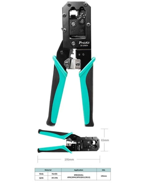 Proskit CP-376CN 6p 8p / Rj11 Rj12 Rj45 Plug Konnektör Kablo Sıkma Pensesi ürün görseli 1