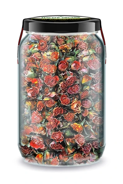Tomurcuk Turuncu Gül Kurusu Bi Kavanoz 660 cc. Cam Kavanozda Turuncu Renk Kuru Gül Dried Rose Bud ürün görseli 1