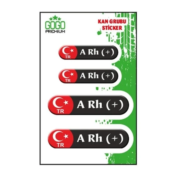 Kan Grubu A Rh(+) Siyah Dörtlü Damla Etiket ürün görseli 1