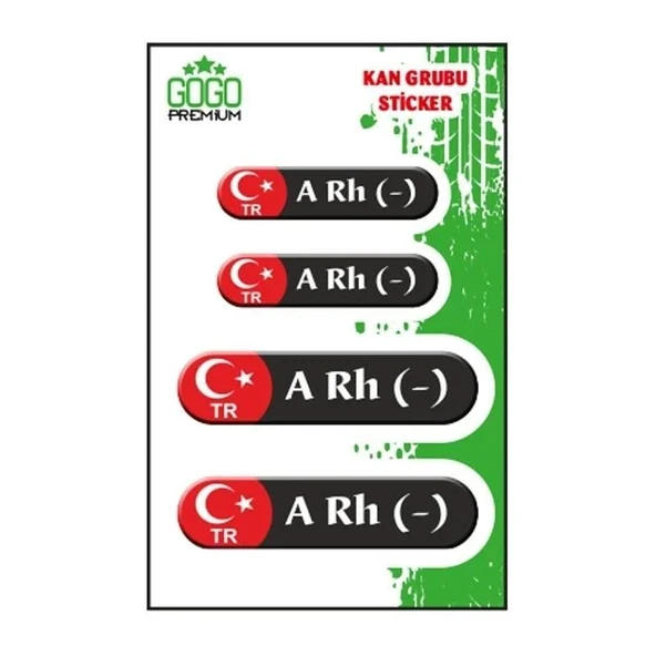 Kan Grubu A Rh(-) Siyah Dörtlü Damla Etiket ürün görseli 1