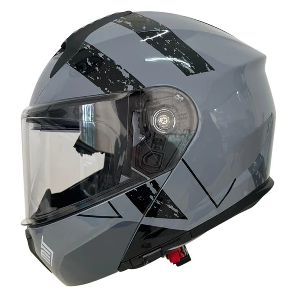 M-966 Çene Açılır Güneş Vizörlü Motosiklet Kaskı Gri ürün görseli 1