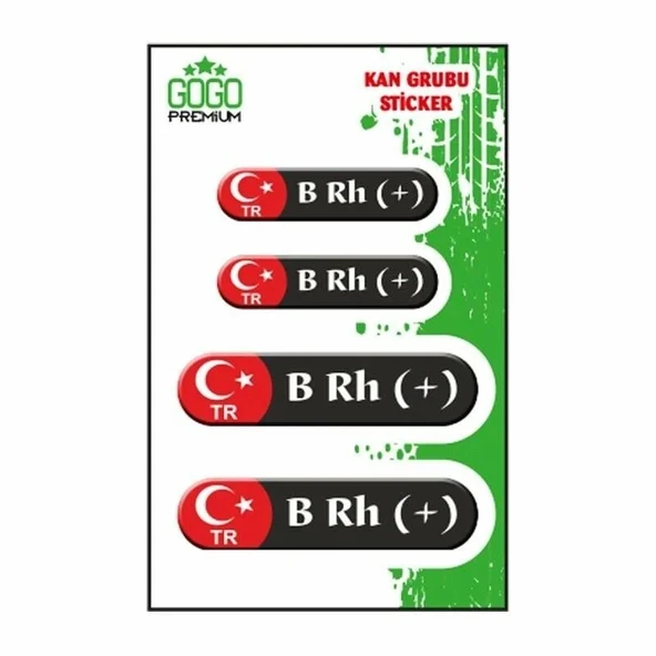 Kan Grubu B Rh(+) Siyah Dörtlü Damla Etiket ürün görseli 1