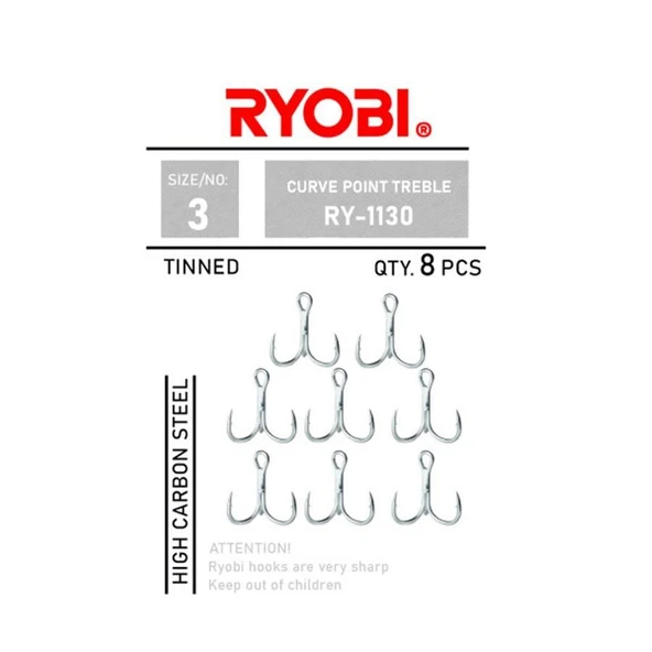 Ryobi Curve Point Treble RY-1130 Üçlü Olta İğnesi ürün görseli 1