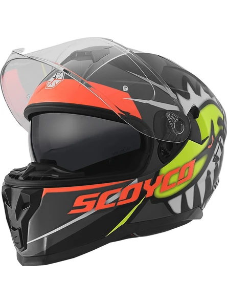 Scoyco 869 Shark Full Face Kask - Resim 3