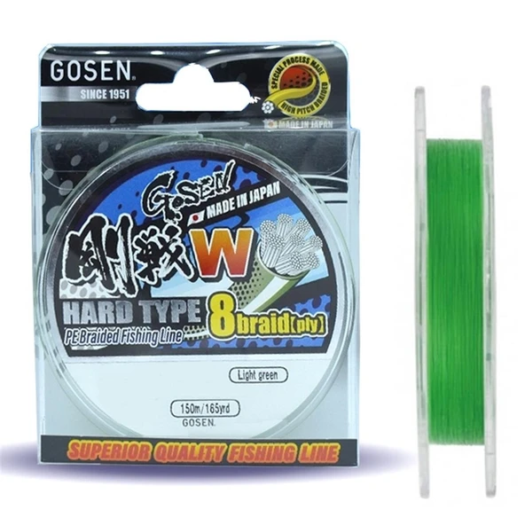 Gosen W8 Hard Type PE 8 Örgü Spin İp Misina 150 mt Açık Yeşil ürün görseli 1