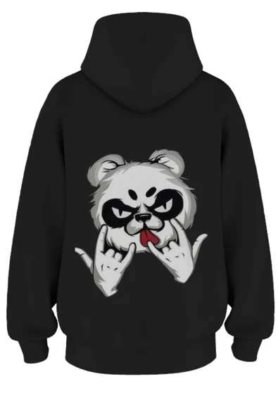 Oversize 'Furry Teddy Bear' Baskılı Kapşonlu Hoodie Sweatshirt ürün görseli 1