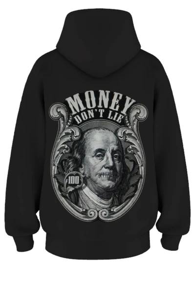 Oversize 'Money Don't lıe' Baskılı Kapşonlu Hoodie Sweatshirt ürün görseli 1