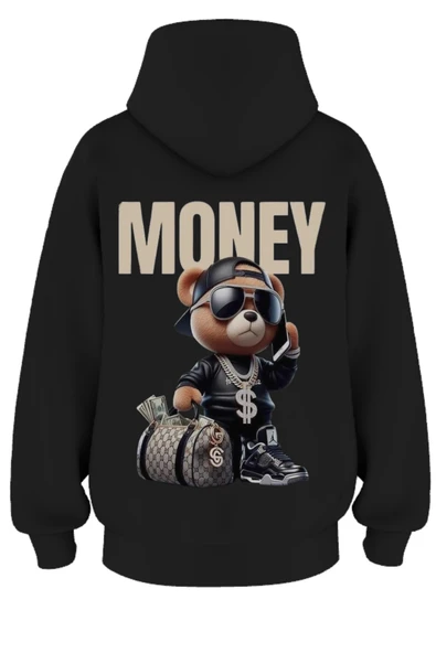 Oversize 'Money' Baskılı Kapşonlu Hoodie Sweatshirt ürün görseli 1