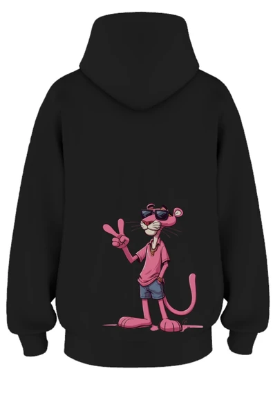 Oversize 'Pink Panther' Baskılı Kapşonlu Hoodie Sweatshirt ürün görseli 1