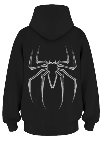 Oversize 'Spider' Baskılı Kapşonlu Hoodie Sweatshirt ürün görseli 1