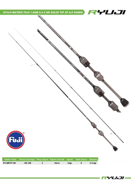 Ryuji Matrix Fuji 185cm 0.4-2gr Solid Tip 2 Parça Aji Kamış - Resim 2